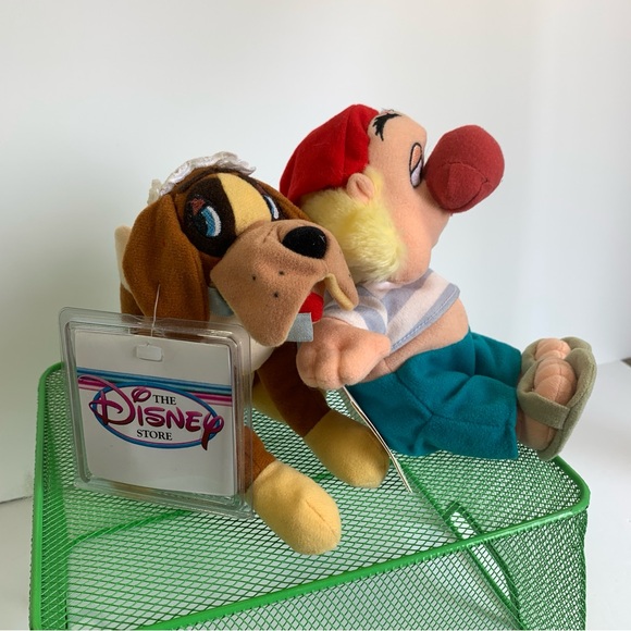 Vintage 💕Disney 2 Peter Pan Characters , Smee💚 & Nana 🐕 Mini Bean Bag  8” - Picture 3 of 12